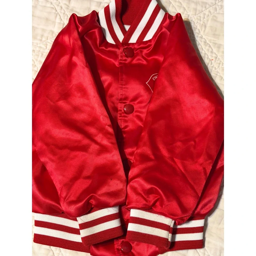 Chalk Line Cincinnati Reds Jacket Kids 3 Red Vintage 1992 Satin Bomber MLB